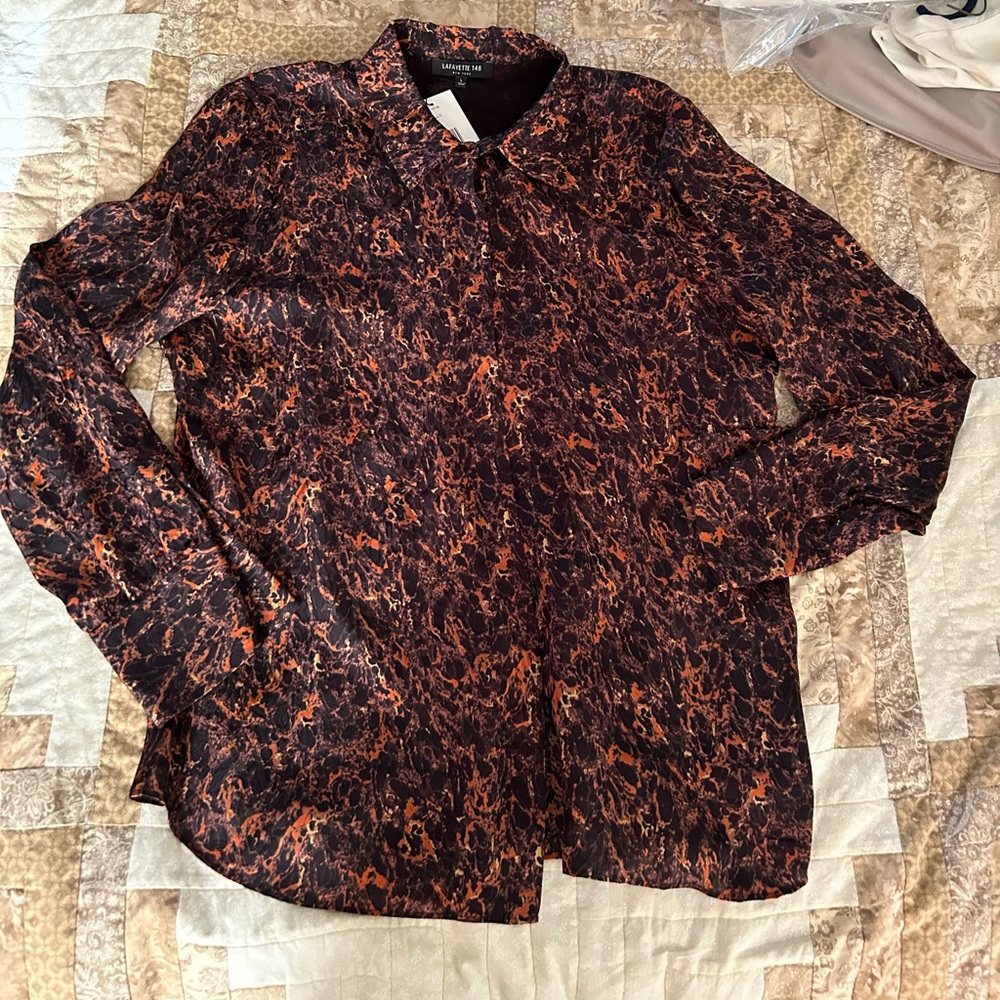 A NWT Lafayette 148 New York Multi colored blouse.